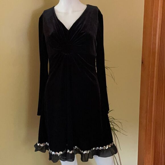Coldwater Creek p6 Black Velvet Dress - Picture 1 of 7